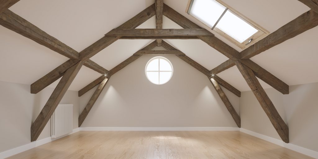 pièce vide en sous pente. rendu 3d pièce vide en sous pente. rendu 3d