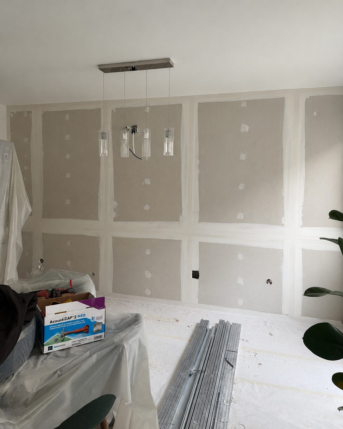 Bandes et enduit avant peinture